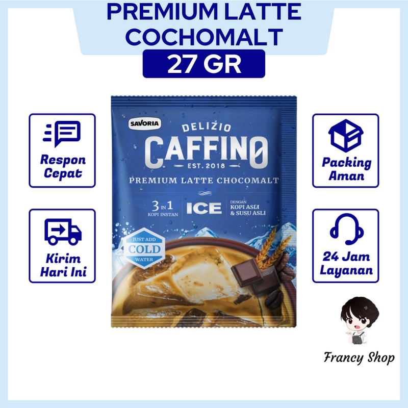 

Kopi Delizio Caffino Premium Latte Chocomalt Ice Sachet 27 gr