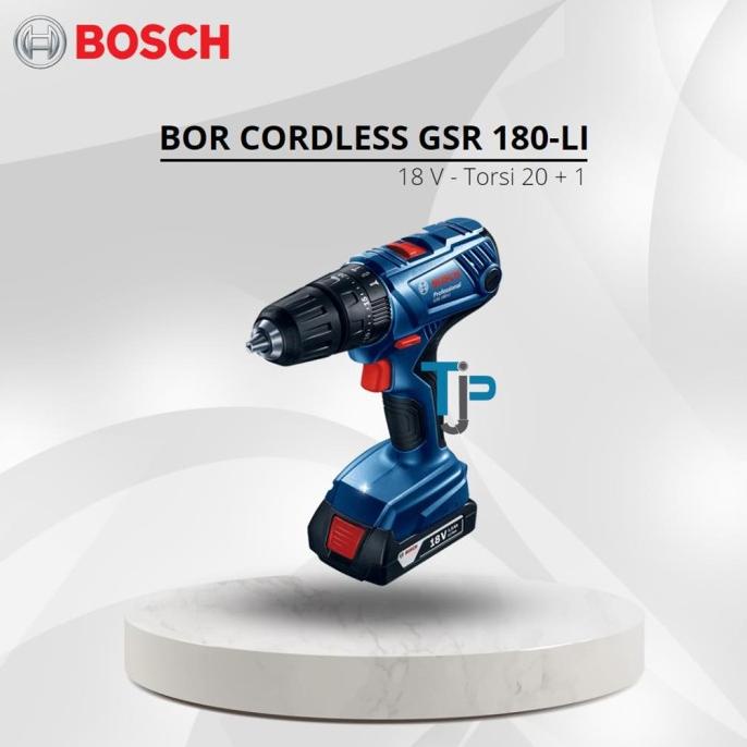 Bosch Cordless Drill / Mesin Bor Baterai 18V Gsr 180 Li