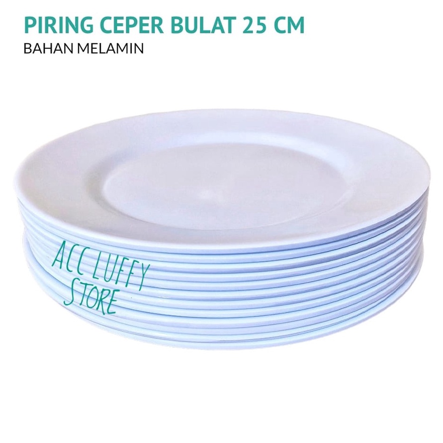 Terjamin 6 PCS Piring Melamin Bulat Ceper 25cm - Piring Prasmanan Melamin - Piring melamin Bulat Dat