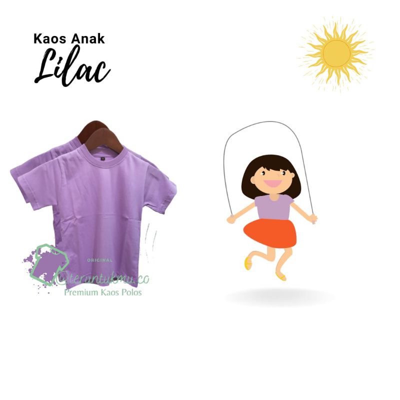 Kaos Polos Anak Lilac Ungu Lengan Pendek