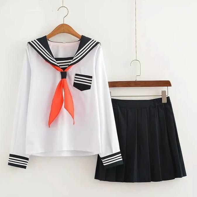 SEIFUKU NAVY WHITE /SERAGAM SEKOLAH JEPANG WANITA KAWAII / COSTUME COS