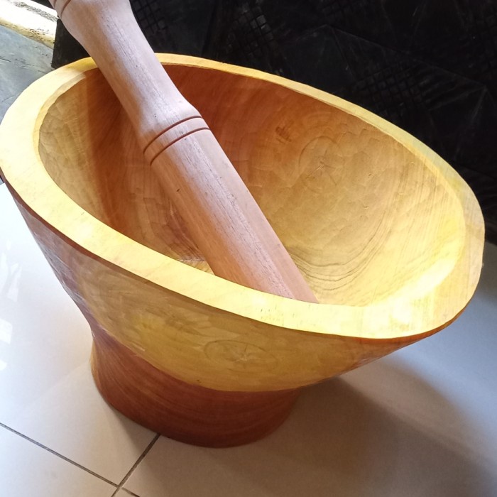 Battom- Lulumpang Dulang Kayu Nangka Free Halu Alat Tumbuk
