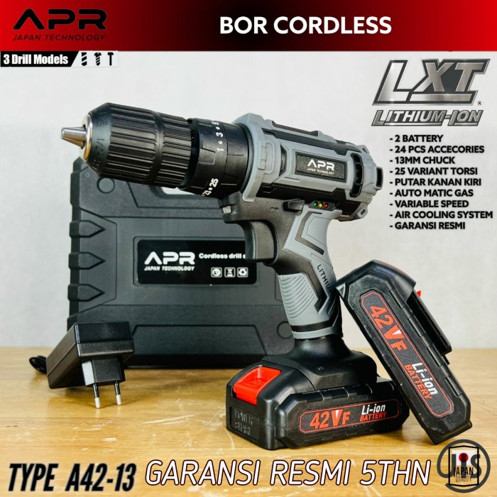 uciha type 42v impact drill baterai cordless mesin bor beton besi kayu