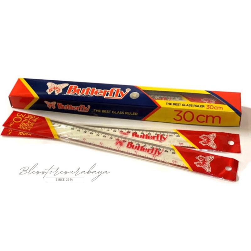 

(Per pcs) Penggaris Butterfly / Buterfly 30 cm ORI / Bening Plastik