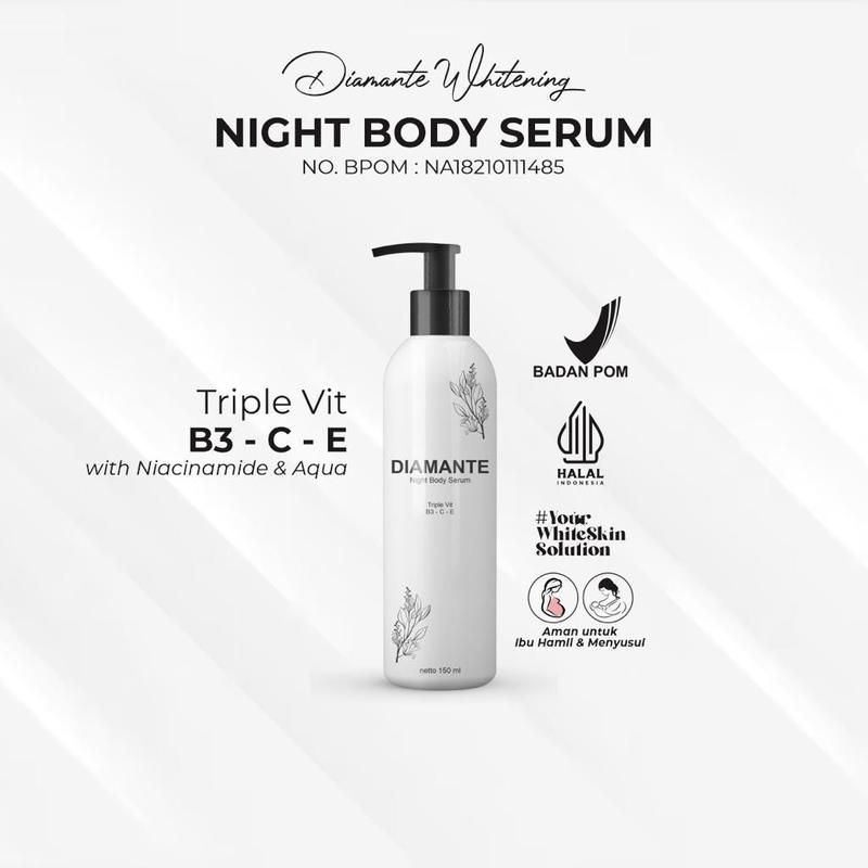 Night Body serum diamante whitening, Serum Pemutih kulit ( Serum Malam ) 150 ml