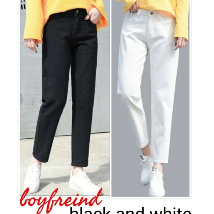 Termurah Boyfriend Jeans Putih 27-40 / Boyfriend Jeans Hitam / Boyfriend Jeans Jumbo.