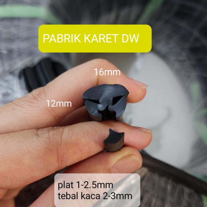KARET LIST LIS KACA H AKRILIK 3MM KOAM 16MM 019 meteran populer