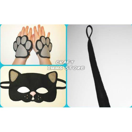 Hadiah Gift Kostum Hewan Topeng Kucing, Ekor Dan Tangan Untuk Drama Teater Anak Perlengkapan