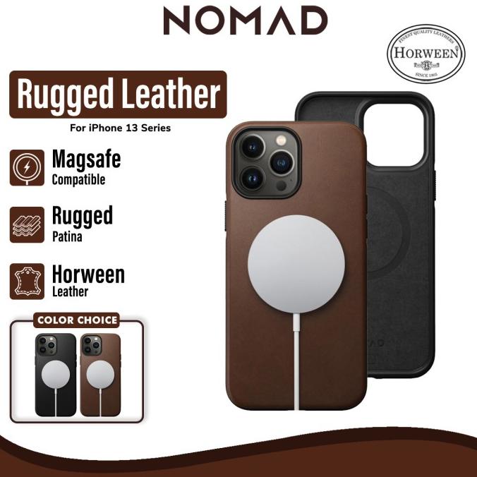 Case iPhone 13 Pro Max Mini Nomad Rugged Leather MagSafe Hybrid Casing - 13 Mini, Horween Brown