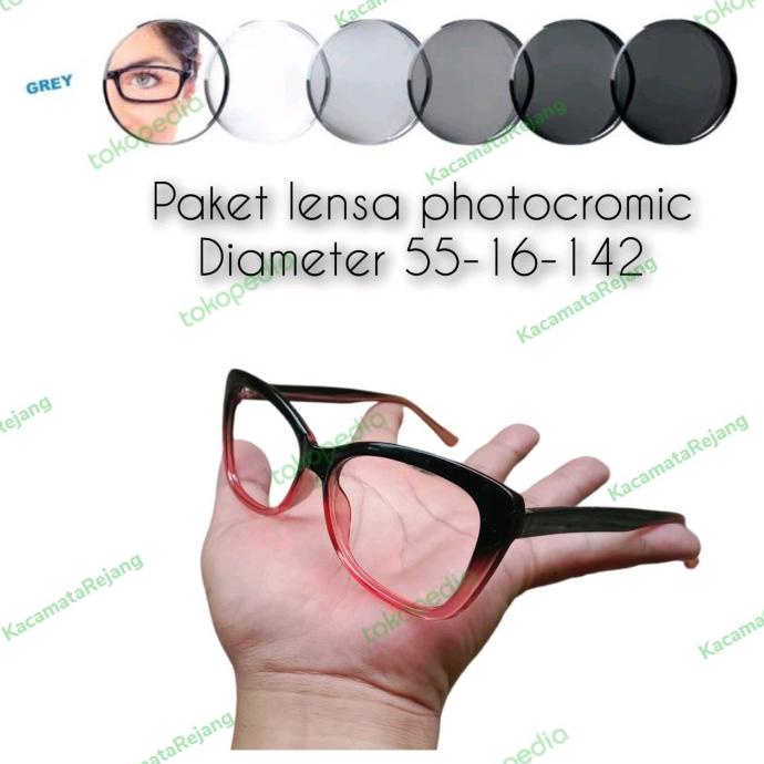kacamata wanita black pink paket lensa Photocromic