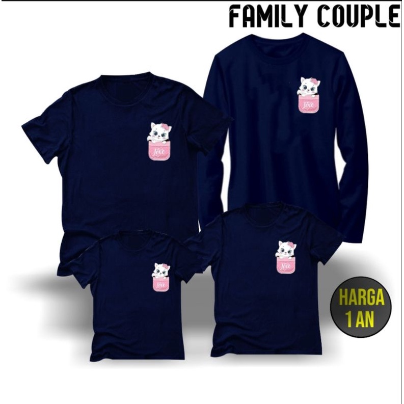KAOS COUPLE KELUARGA / KAOS FAMILY CAT POCKET (HARGA 1 PCS) / BAJU COUPLE / BAJU KEMBARAN / KAOS KEL
