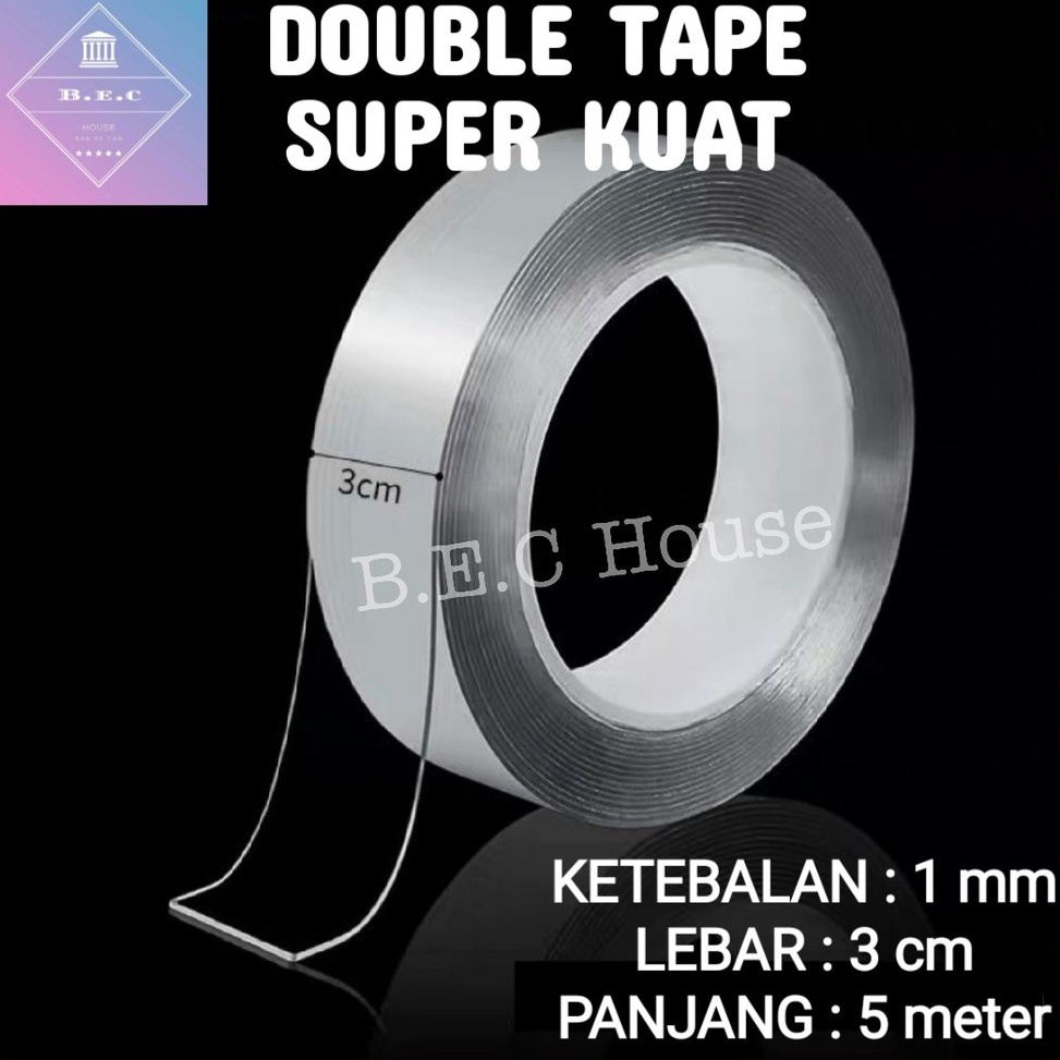 

QMTH4118 [180gram][1mmX5meter] Double Tape Nano Tape Ivy Grip Tape Isolasi Selotip 2 Sisi Kuat Dicuci
