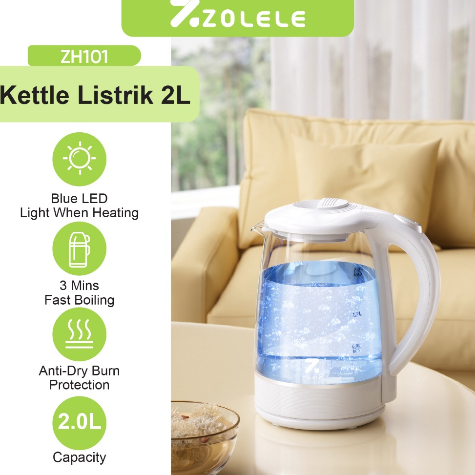 TREND TERBARU ZOLELE Kettle Listrik 2L Electric Water Heaters Tea Dispenser Pot Air Panas Thermos Ke