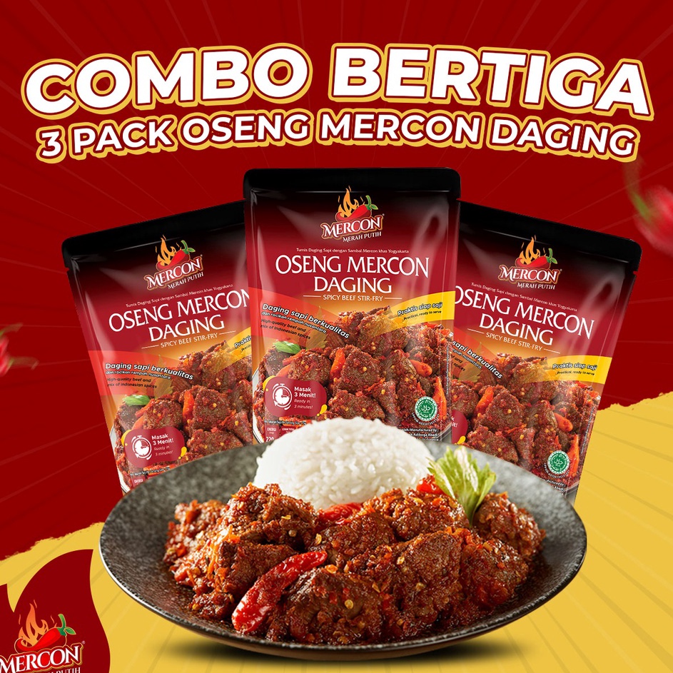

Big Sale Mercon Merah Putih - Hemat Combo Bertiga || 3 x Oseng Mercon Daging