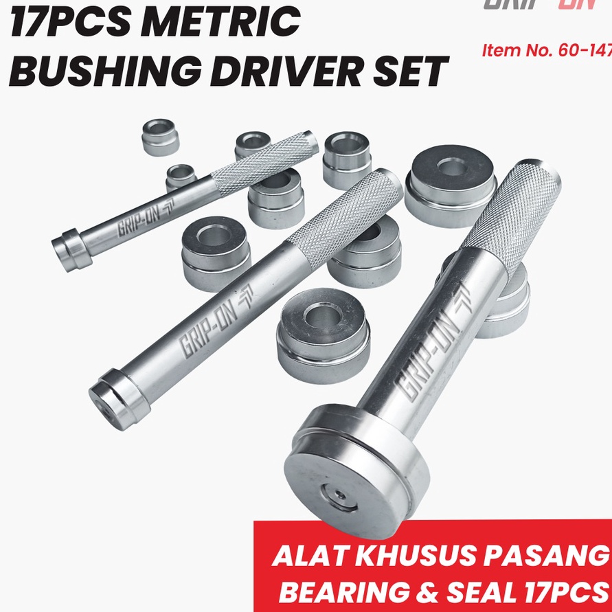 (T6✔/B♪] Grip-On Metric Bushing Driver Set 17-Pc Lepas Pasang Bushing Seal Driver 17 Pcs 60-147/ tre