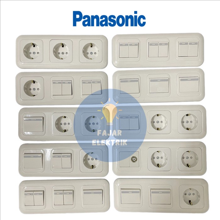 Panasonic 3 Gang Inbow Stopkontak, Saklar Seri , Saklar Engkel Berkualitas