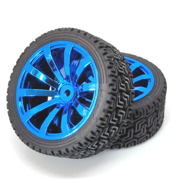 Roda Robot Smart Car 67mm Blue RC Whell Velg Ban Karet Radial