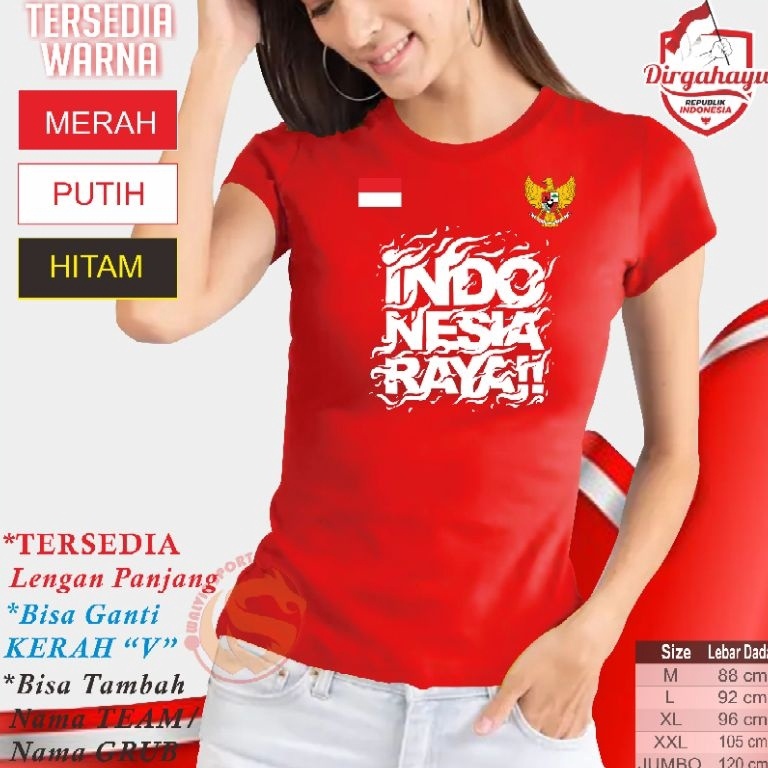 70WOL Kaos 17 Agustus Baju Agustusan  SENAM Merah  Putih Kaos Fitnes Lari Gym Olahraga WANITA Ladies Indonesia ➤Terkini