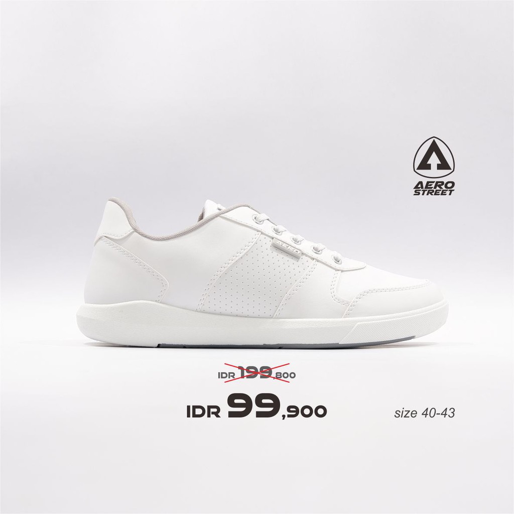 Aerostreet 40-43 Evander Putih - Sepatu Sneakers Casual Sport Sekolah Pria Wanita Aero Street