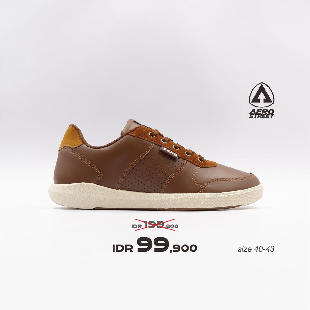 Aerostreet 40-43 Evander Coklat - Sepatu Sneakers Casual Sport Sekolah Pria Wanita Aero Street