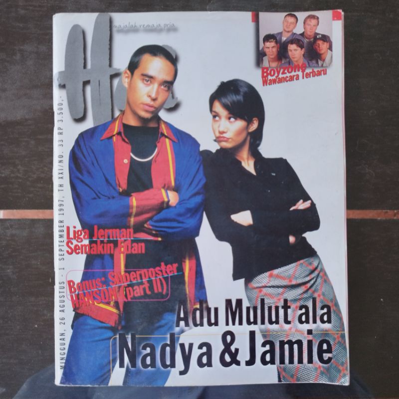 Majalah Hai cover Jamie Aditya & Nadya Hutagalung, bonus poster Hanson