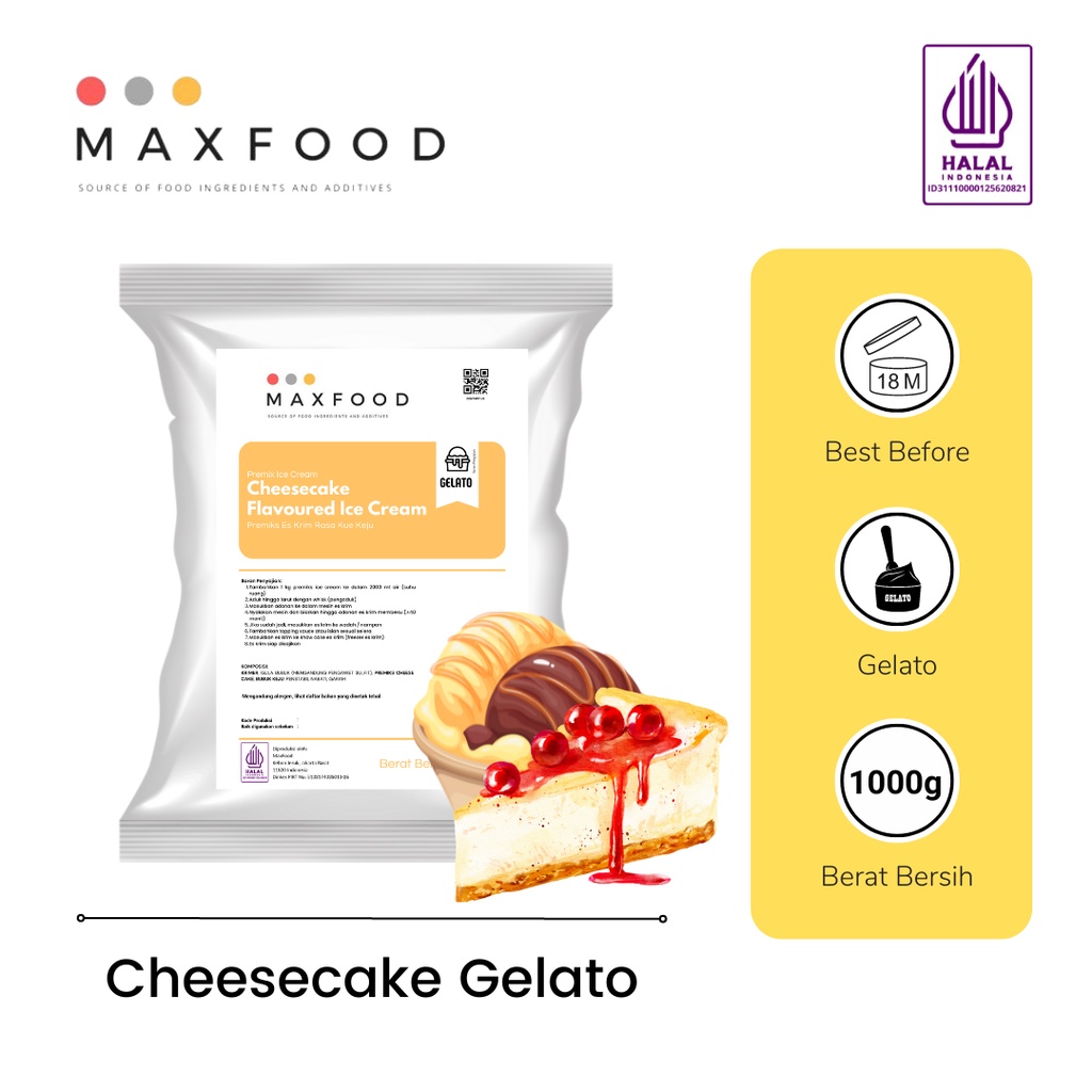 

Gelato Powder Cheesecake - Bubuk Gelato Rasa Kue Keju 1 KG