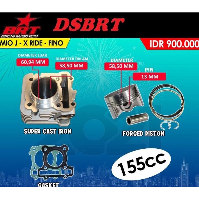 SALE Blok BRT JUPITER Z1 MIO J XRide Fino 58.50 & 53.40 Bore Up 130cc 155cc Termurah