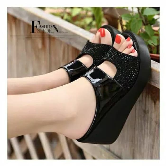 Sandal Sendal Wedges Weges Widges Wegdes Slop Selop Wanita Cewek Korea Casual Terbaru Murah 7Cm Pest