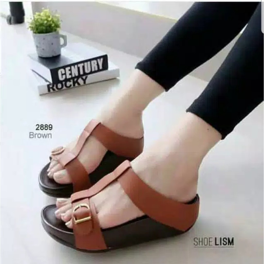 Sandal Wanita Calbi Bling Bling Terbaru Vu903 Mc 19 Marun/ Weges Bunga/Weges Murah/Weges Casual San 