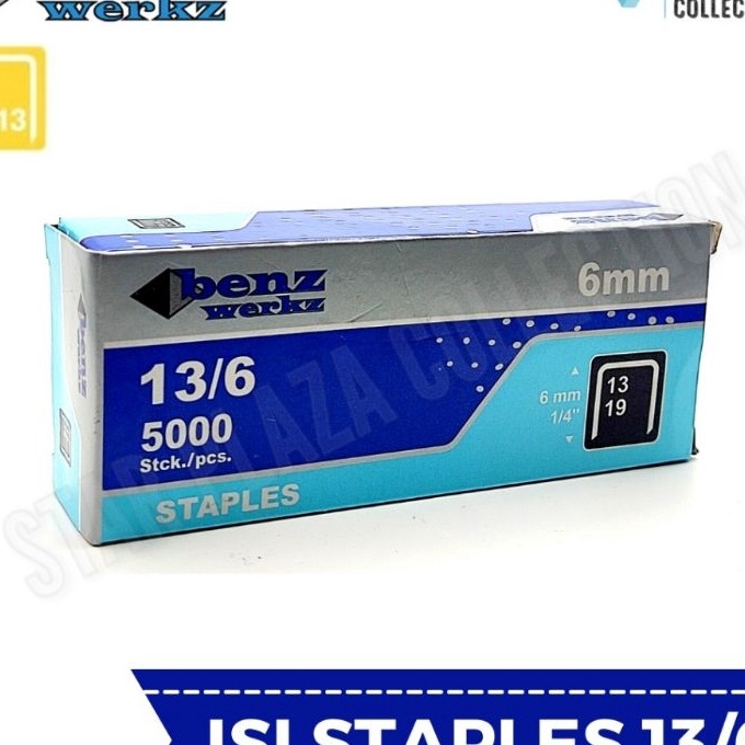 

(M☑N/S✮) Isi Staples Manual / Staples Tembak Guntacker Merek RAPID RAPIDE / BENZ WERKZ Original Uk. 13/6mm (6mm) - untuk Pengerjaan Jok Motor, Jok Mobil, Sofa, Funiture, Kayu /top.produuk.