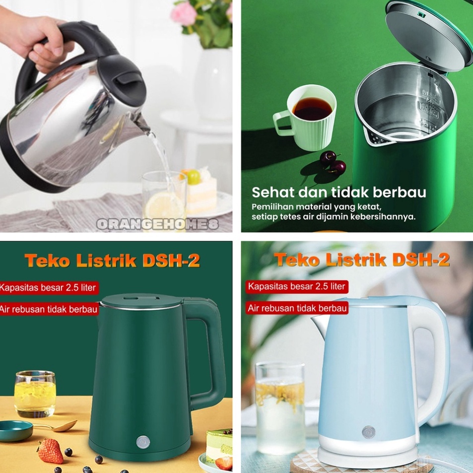 ✺ChK Teko Listrik Pemanas Air Electric Kettle Boiling Water Ketel Air Panas 2.3 Liter teko multifung