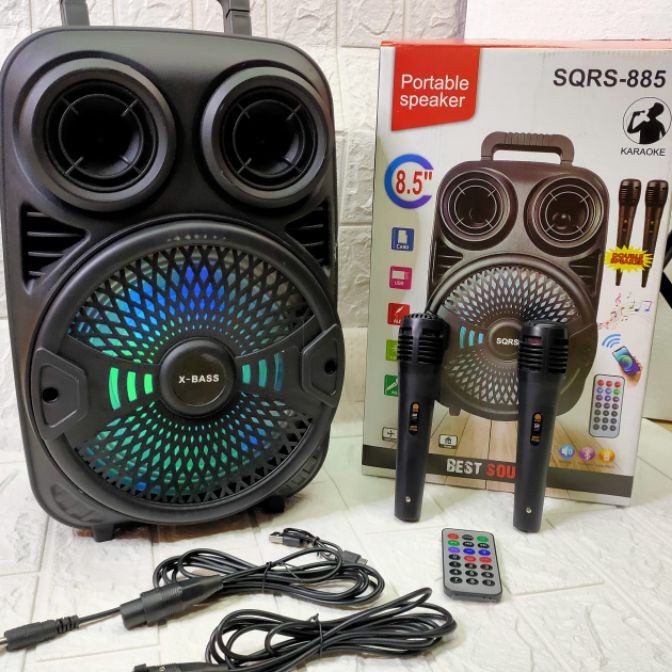 [JO♫.D☞> COD SPEAKER BLUETOOTH KARAOKE 8'5 INCH SQRS-885 BONUS 2 MIC KABEL + REMOTE//SPEAKER KARAOKE