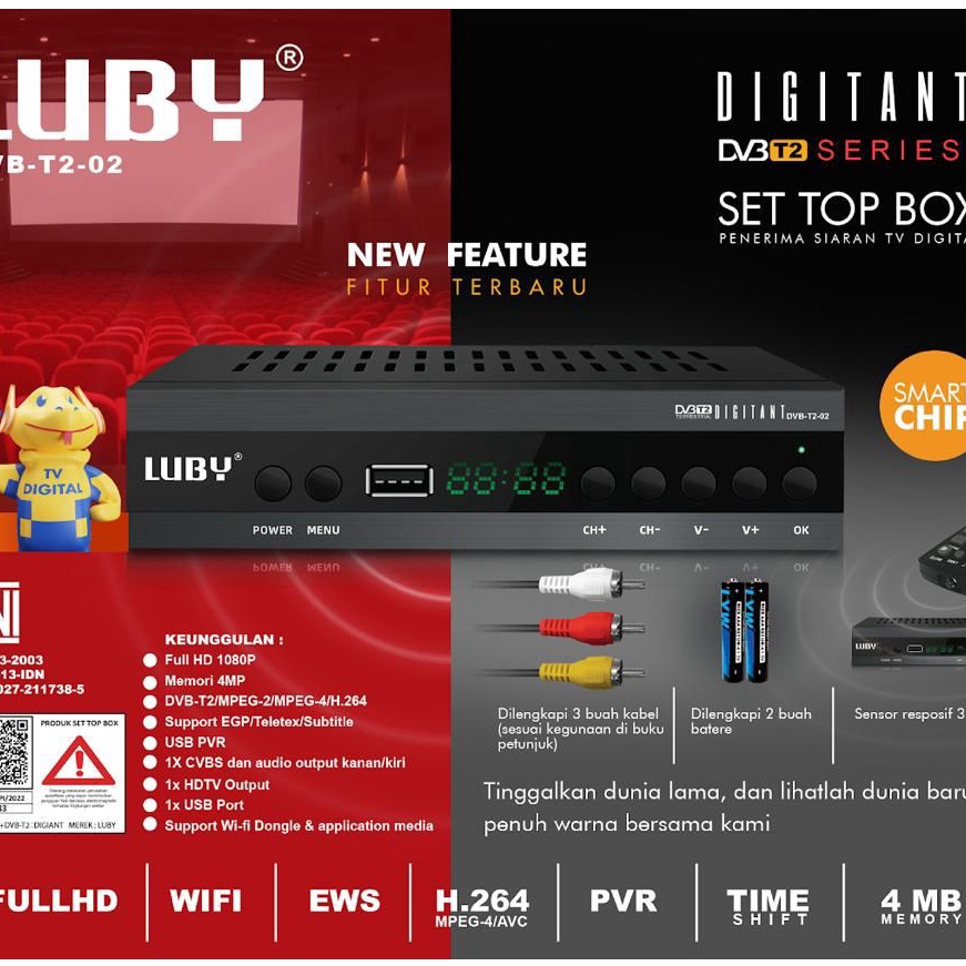 (6✓A✉/S) Set Top Box Luby DVB T2 02 TV Siaran Digital Receiver STB BISA Youtube /paasti.dikirim.