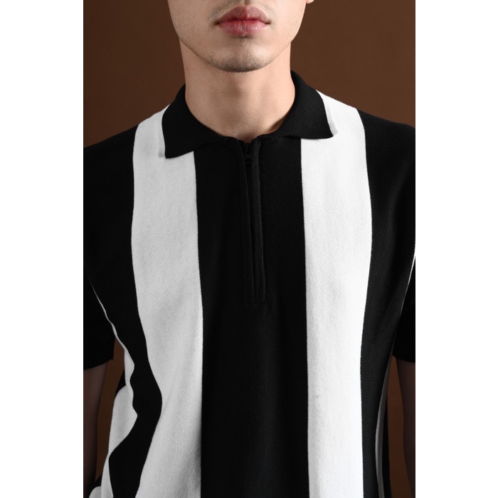 Murah KAOS POLO PREPP STUDIO ZIPPY POLO BLACK WHITE NON COD