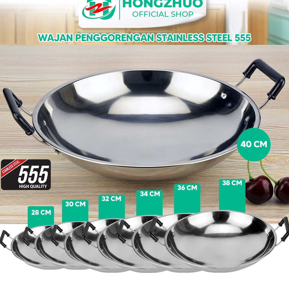➩ Hongzhuo  Wajan Stainless Teba  7 Ukuran Wajan / Stainless Steel 555 ❅ ✺ ー