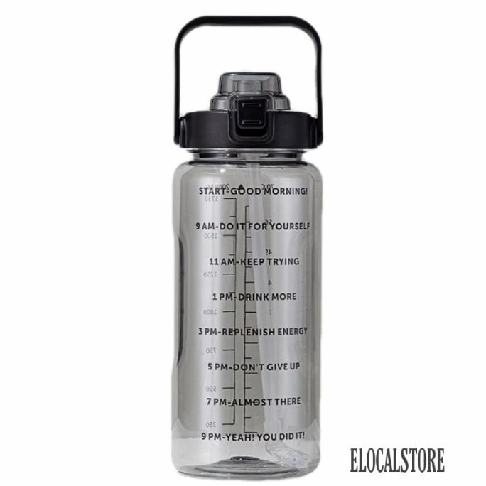 Botol Minum 2 Liter/Botol Bening Motivasi 2L/Botol Minum Viral Korea
