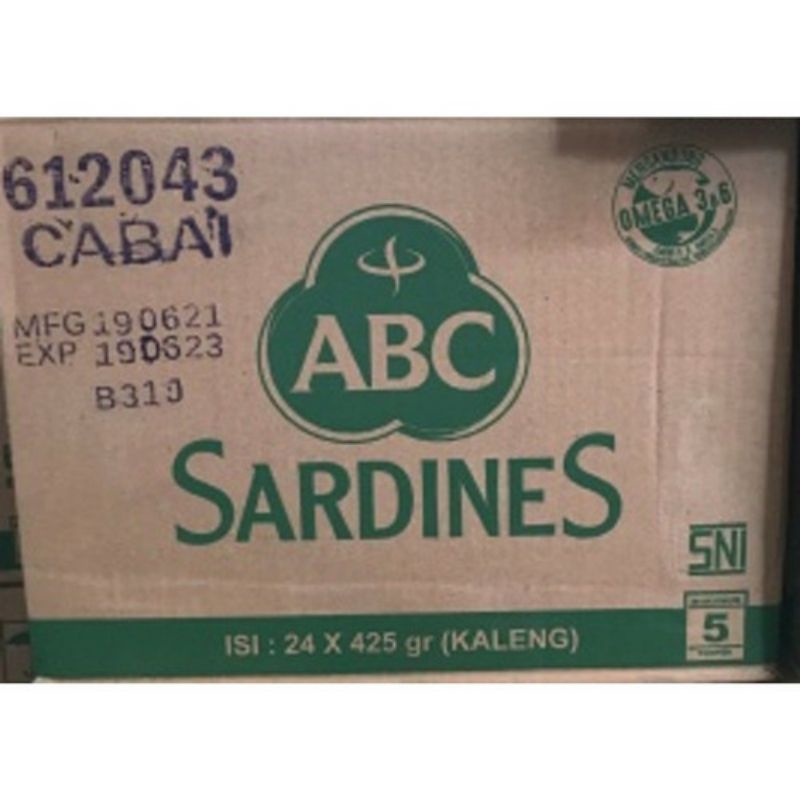 

Ikan Kaleng Sardines Abc Cabai 425G Per Dus (24Buah)