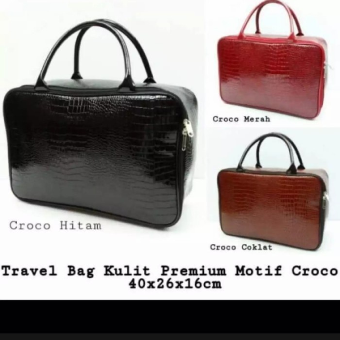 Travel Bag Kulit Premium Motif Croco Tas jinjing Tas pakaian