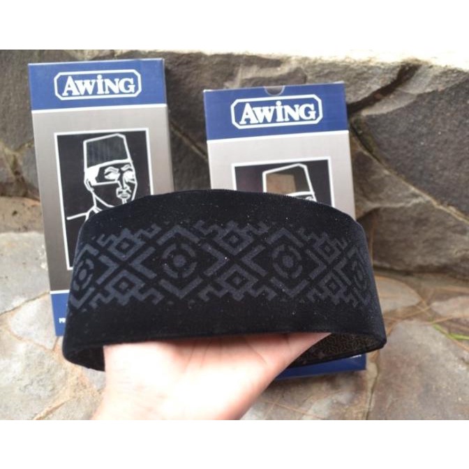 Songkok Hitam Awing Motif Laser Kopiah Awing Original