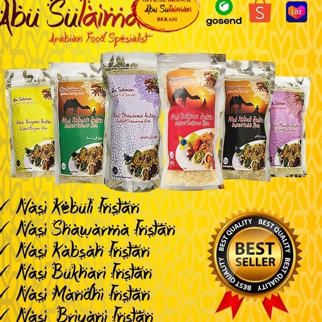 

JZDY7554 Beras Basmati 200 gr Plus Bumbu Nasi Kebuli Mandhi Bukhari Shawarma Kabsah Briyani Instan Abu Sulaiman