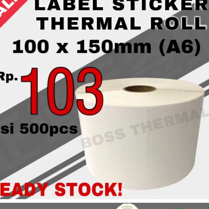 

(OT/☎O♡] KERTAS LABEL THERMAL 100x150 sticker BARCODE ukuran A6 100 x 150 - laangsung.kirim.!!