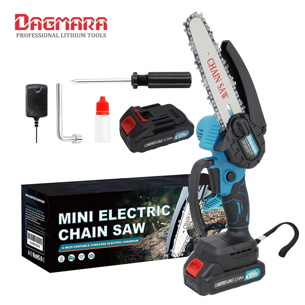 DAGMARA Mini Chainsaw 6-Inch, Powerful Cordless Rechargeable Handheld Small Electric Saw Powered by 