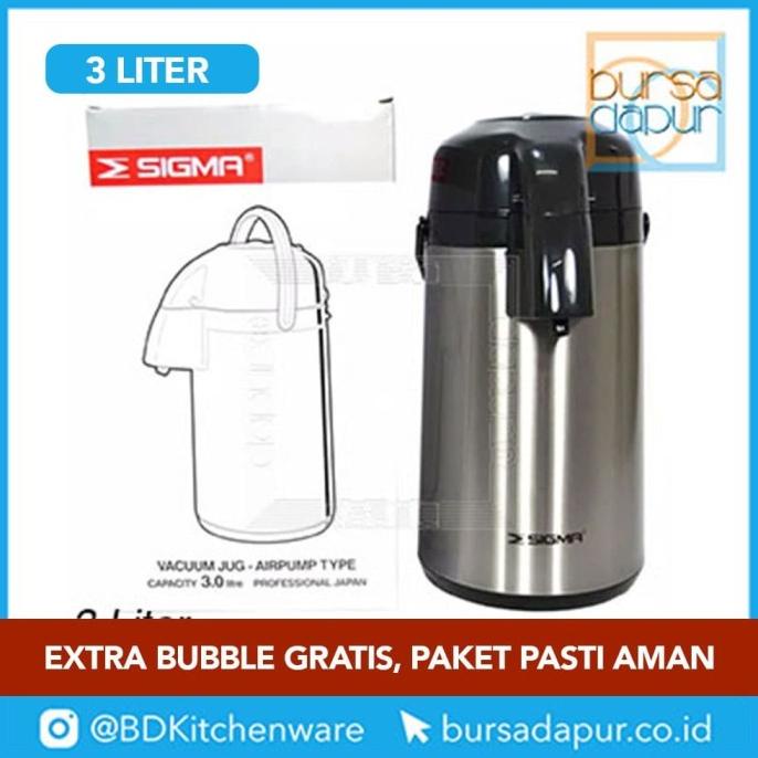 Sigma Termos Vacum Jug 3 Liter - Silver Brown - Termos Pompa Air Panas
