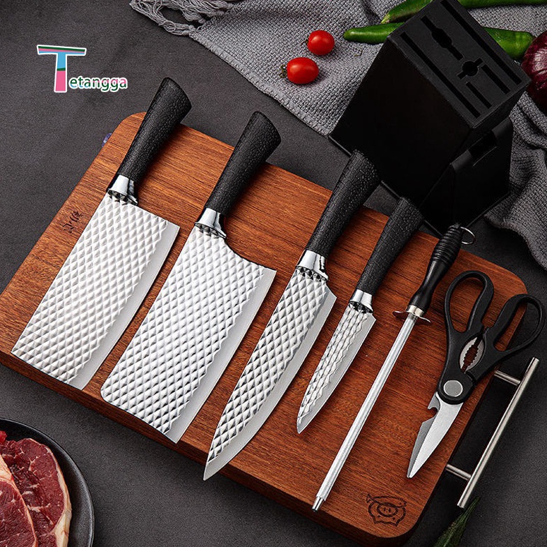 6 Pcs Diamond Pisau Stein cookware Set Pisau Dapur isi 7 pcs Stainless Steel Kitchen Knife Set [KODE