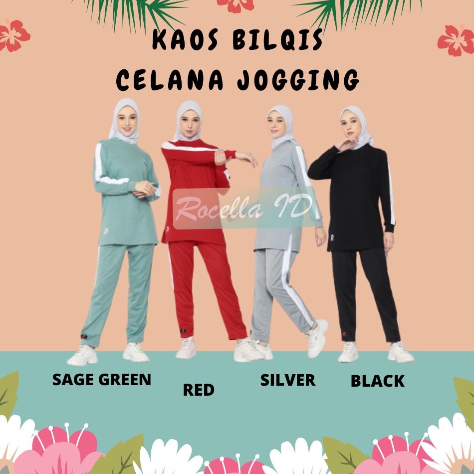 ❅Qhc ROCELLA KAOS BILQIS CELANA JOGGING, BAJU OLAHRAGA WANITA , CELANA OLAHRAGA WANITA , KAOS OLAHRA