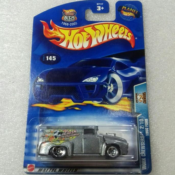 HOT WHEELS 1956 FORD. OPEN HOOD. WORK CREWSERS 2002. HW HIGHWAY 35TH.