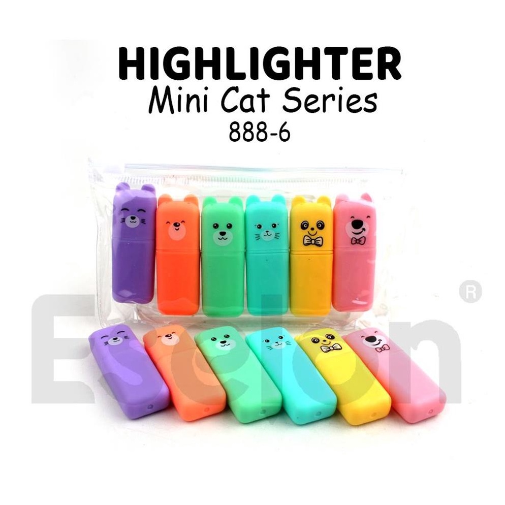 

Terkini・1pak isi 6 Stabillo Cat 888-6 / 6pcs Warna Highlighter Fancy