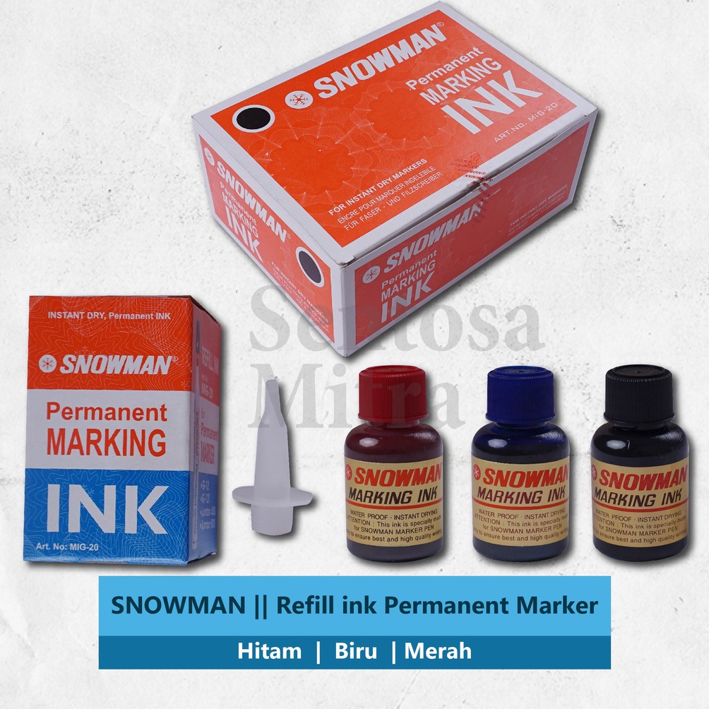 

➟ Permanent Marking Ink Snowman / Refill Isi Ulang Spidol Tinta Permanen Warna Hitam Biru Merah prnrk