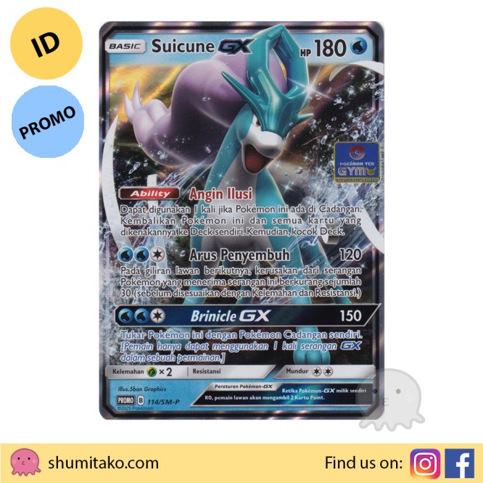 Kartu Pokemon TCG Cards Sun Moon Promo Suicune GX Promo Foil #114