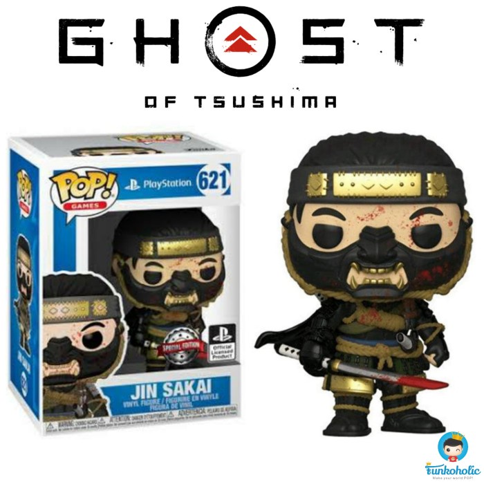 HOT SALE FUNKO POP GAMES PS4 GHOST OF TSUSHIMA - JIN SAKAI (BLOODY) EXCLUSIVE TERLARIS